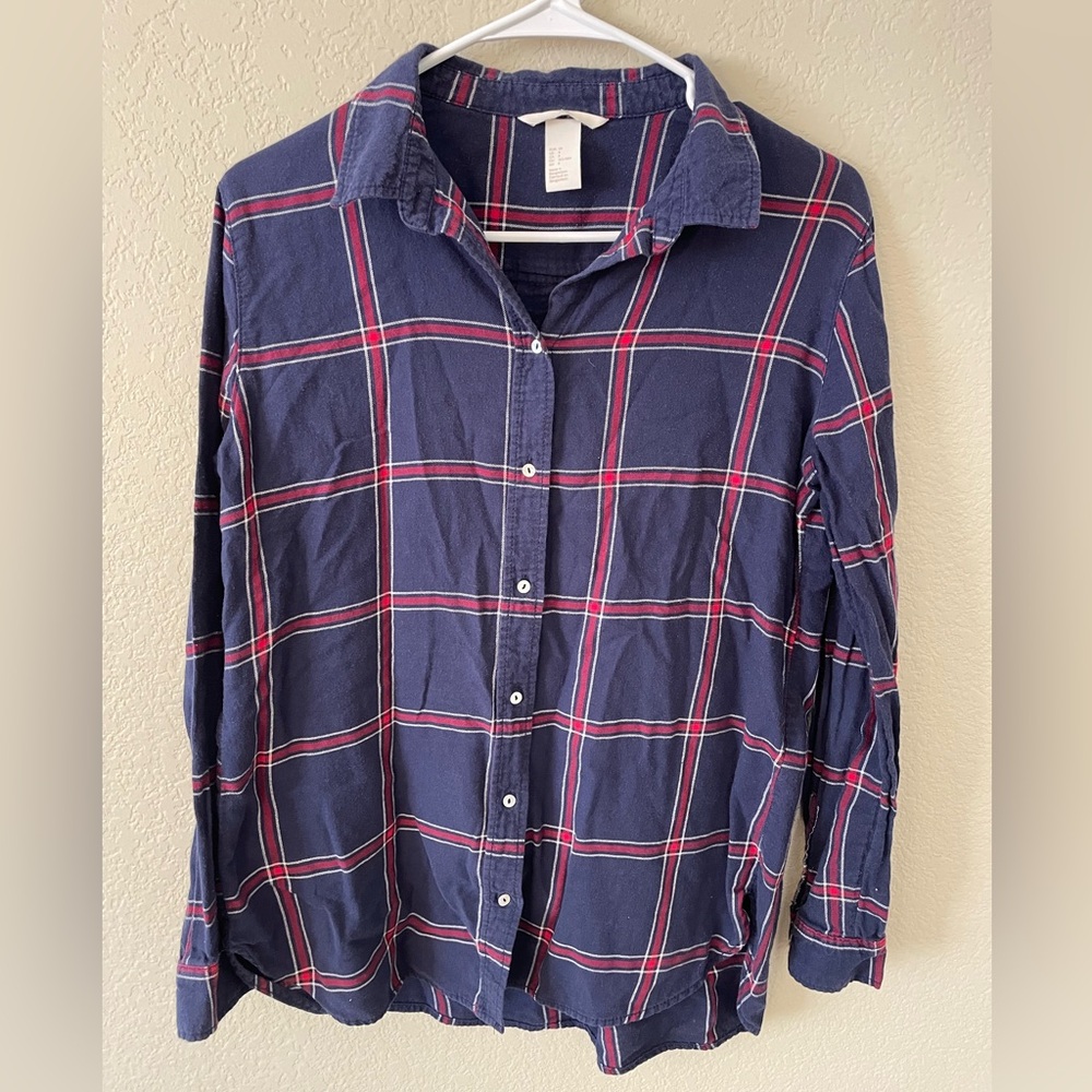H&M Blue and Red Plaid Flannel